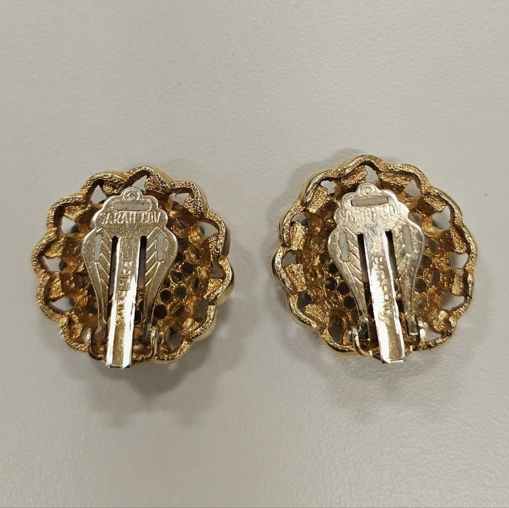 Vintage Sarah Coventry  Rhinestone and Beaded Brooch & Earring Set - Picture 5 of 6